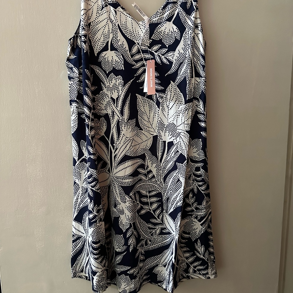Soma Blue and White Chemise with Spaghetti Straps